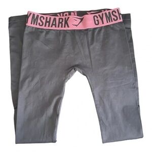 Gymshark Gray Leggings with Pink Waistband